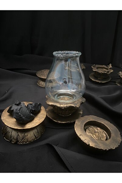 Momi Gaz lambası Nostaljik eskitme cam mumluk şamdan el boyaması beton