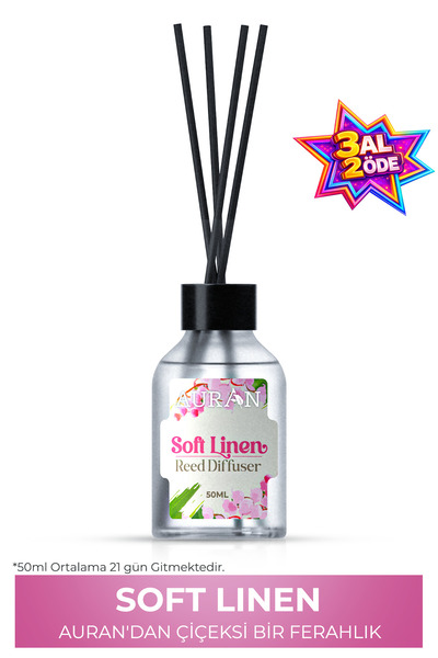 AURAN Soft Linen Çubuklu Oda Kokusu Esansiyel Uçucu Yağ Soft Linen 50ml