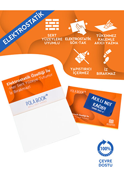POLABOOK Akıllı Not Kağıdı - 7x10 cm 50 Sayfa - Beyaz - Yapışkansız Post-it