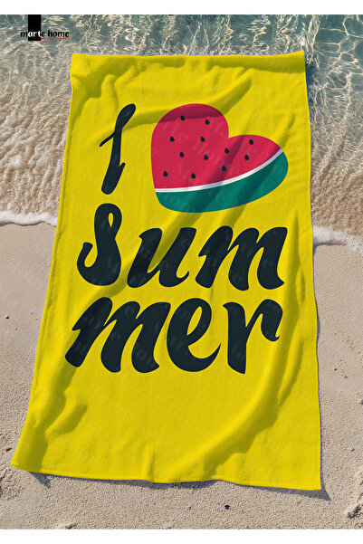 Marte Home أنا أحب منشفة الشاطئ الملونة المطبوعة الصيف