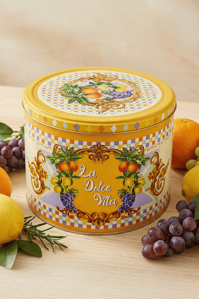 Sarkap La Dolce Vita Dekoratif Metal Saklama Kutusu Sarı