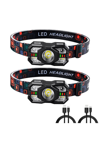 Choice مصباحان أماميان قابلان لإعادة الشحن، مزودان بمستشعر حركة، مصباح LED أم...