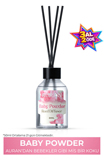 AURAN Bebek Pudrası Çubuklu Oda Kokusu Bambu Kokusu Baby Powder Reed Diffuser...