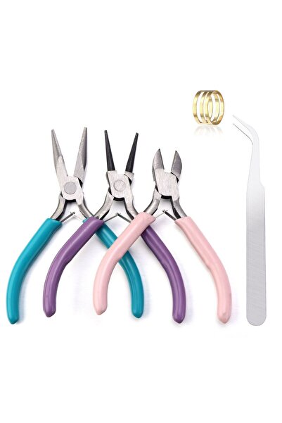 Choice 5pcs Portable 3pcs Metal Pliers Tool Set Jewelry Making Round Nose Pli...
