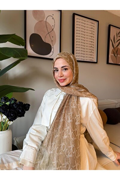 diorel CK Monogram Organze Marka Tül Şal Bej