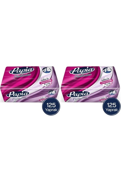 Papia Platinum Pratik Mendil 125 Yaprak (4 Katlı) 250 Yaprak (2PK*125)