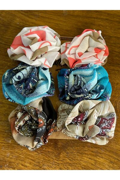 Gönülden Tasarım 7x7 cm 6 komada 3 para naboranih šarenih kopči za kosu - set...