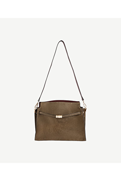 Yargıcı Suede Leather Shoulder Bag with Belt Detail