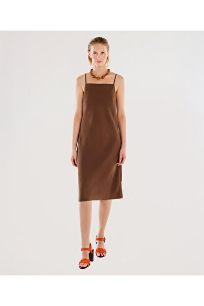 Yargıcı Midi Length Dress with Straps and Belt Detail