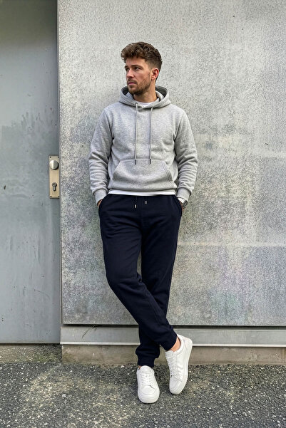 MARKAPIA Men's Navy Blue Sweatpants with Elastic Legs