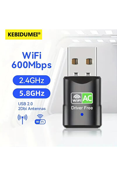Kebidumei محول واي فاي USB بسرعة 600 ميجابت في الثانية بتردد 2.4 جيجاهرتز و5....
