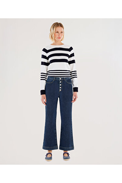 Yargıcı Button Detailed Flared Leg Regular Waist Denim Trousers