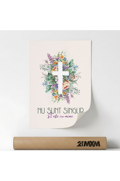 21mxm Tablou Religios – Fara Ramă pe Pânză Mată - Nu Sunt Singur