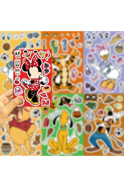 Choice 24 قطعة من ملصقات ديزني "اصنع وجهًا" لتزيين دفتر يومياتك، جهاز الكمبيو...