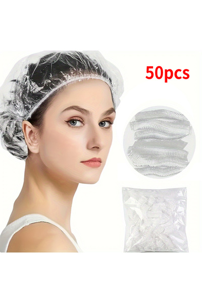 Choice 50 قطعة من أغطية الاستحمام النسائية للاستخدام مرة واحدة، غطاء شعر شفاف...