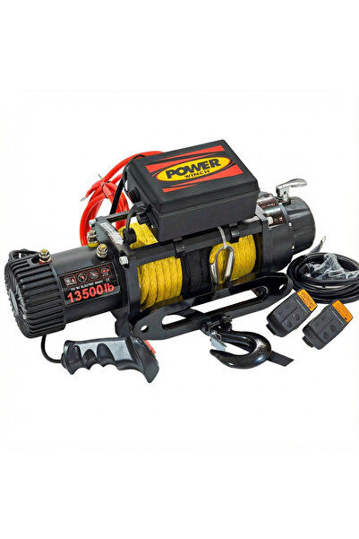 Power Winch 13500 lb Sentetik Halatlı Off-Road 4x4 Elektrikli Vinç Sarı Halat...