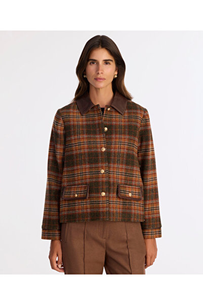 Yargıcı Cropped Gömlek Yaka Uzun Kol Ceket