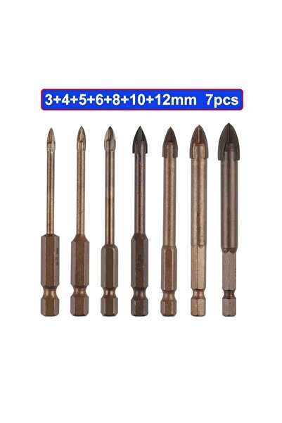 Choice مجموعة رؤوس مثقاب زجاج البلاط سداسية الشكل مطلية بالتيتانيوم، 7 قطع، م...