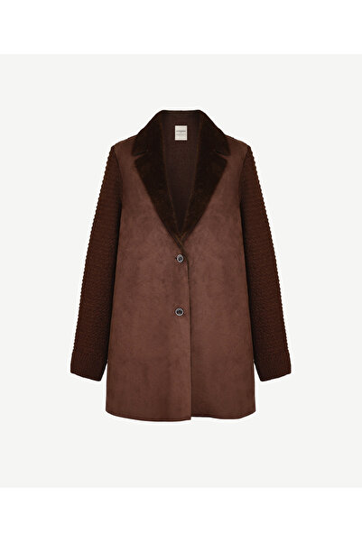 Yargıcı Fur Detailed Knitwear Top Coat