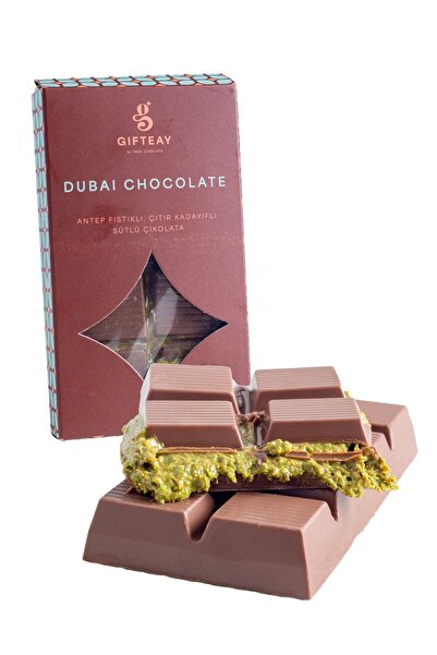 Taze Çikolata Gifteay Antep Fıstıklı Sütlü Çıtır Kadayıflı Sütlü Dubai Çikola...