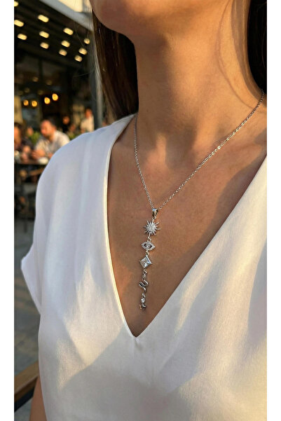Lisinya 316L Steel Chain Silver Color Sun and Energy Model Women's Y Necklace...