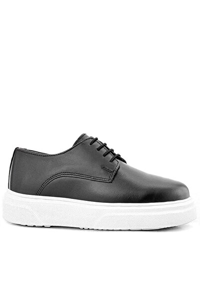 Rakerplus Derby Genuine Leather Black and White Sole Children's Classic Shoes