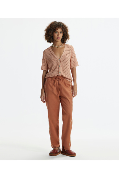 Yargıcı Embroidery Detailed Trousers with Elastic Waist