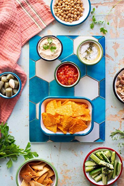 Refikadan Geometrik Motifli Dikdörtgen Cam Kesme- Sunum Tabağı - Refika Birgül