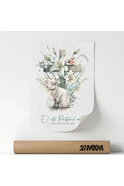 21mxm Tablou Religios – Fara Ramă pe Pânză Mată - Dumnezeu este pastorul meu