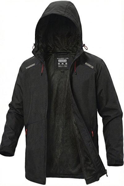 GHASSY CO. Jachetă sport pentru bărbați, rezistentă la vânt/ploaie, cu detali...