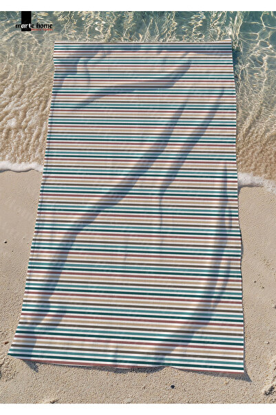 Marte Home منشفة شاطئ مخططة/مخططة