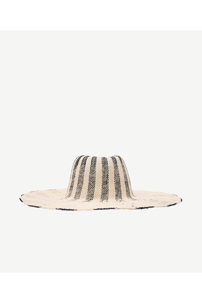Yargıcı Çizgili Hasır Şapka