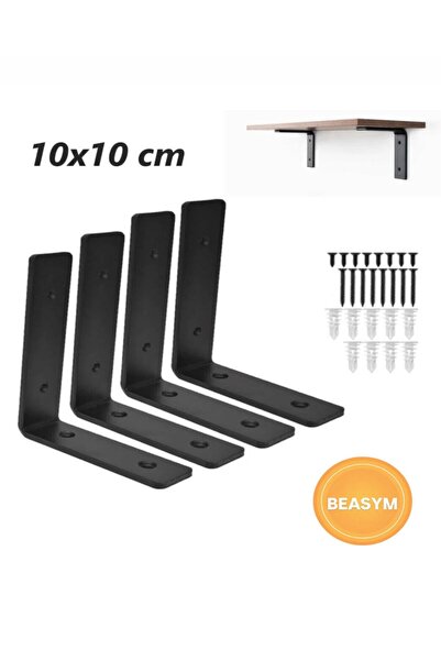 Beasym 10 X 10 Cm Ağır Yük Köşebent Raf Altı Ayak Raf Tutucu L Demir Siyah Mo...