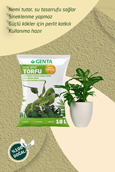 Genta Yeşil Yapraklı Bitkiler Için Organik Toprak Torf 10 Lt