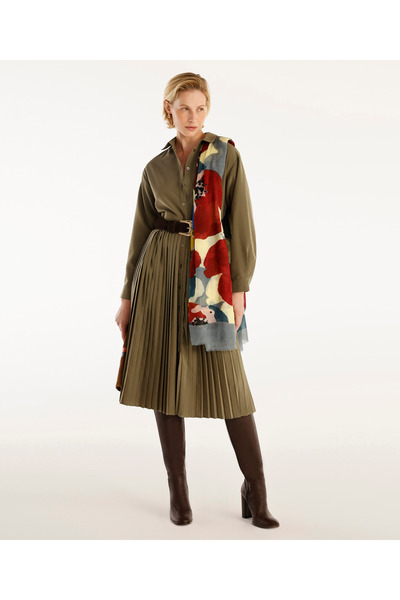 Yargıcı Uzun Kollu Pliseli Midi Boy Gömlek Elbise