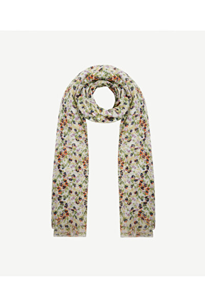 Yargıcı Çiçek Desenli Keten Şal
