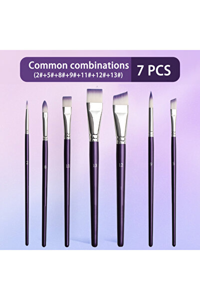 Choice Purple7pcs Professional painting brush set, wide and delicate brushes ...