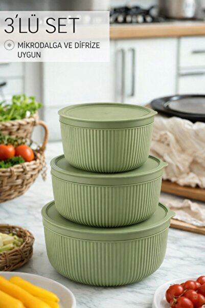 Ovio Ev&Yaşam مجموعة حاويات تخزين مكونة من 3 قطع 1550 - 1000 - 550 مل صندوق ت...