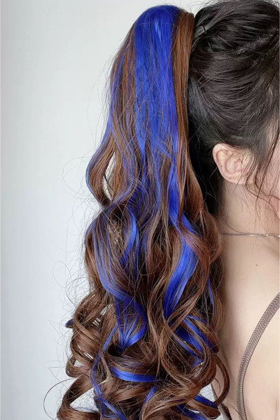 TAKIŞTIR Extensie de păr cu prindere laterală, culoare bleumarin, 50 cm