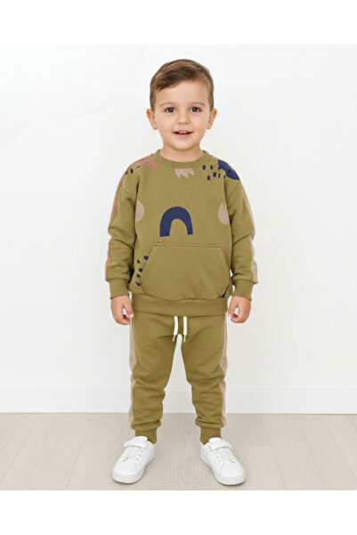VOY KİDS Set de trening pentru băiat cu tematică natură imprimată 2-3-4-5-6 ani