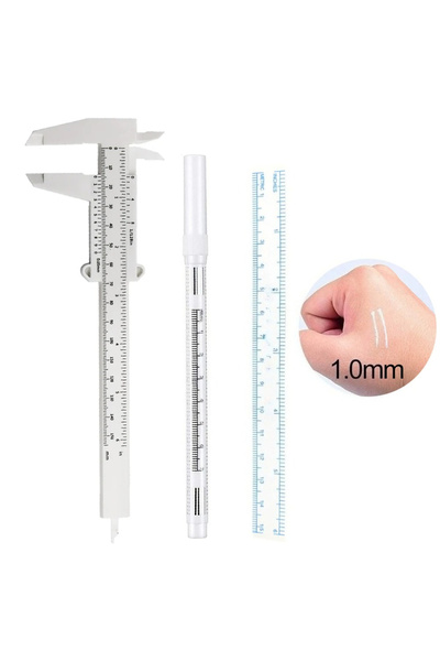 Choice1 قلم تحديد الحواجب الجراحي الأبيض، قلم تحديد الجلد مع مسطرة قياس دقيقة