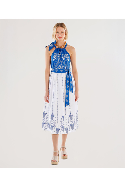 Yargıcı Embroidery Detailed Belted Sleeveless Long Dress