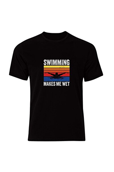 fame-stoned Plivanje Ronjenje Plivanje Štampano Unisex 100% pamuk Crna T-shirt