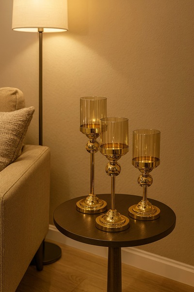 AbajurAksesuar HEY 3 LÜ GOLD MUMLUK