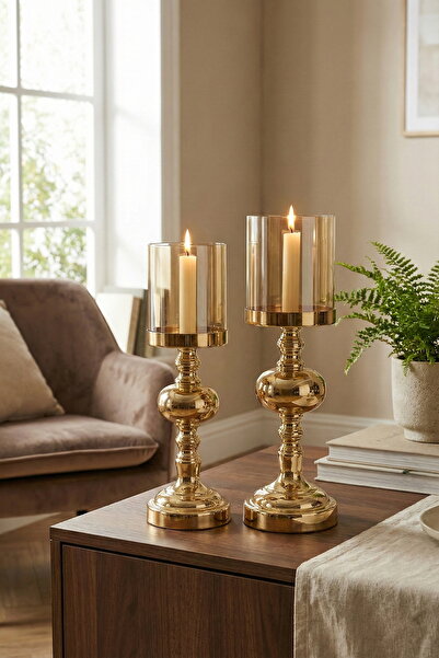 AbajurAksesuar OBARA GOLD 2 Lİ MUMLUK