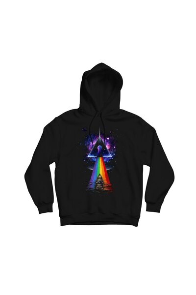 fame-stoned Pink Floyd Printed Hooded Sweatshirt