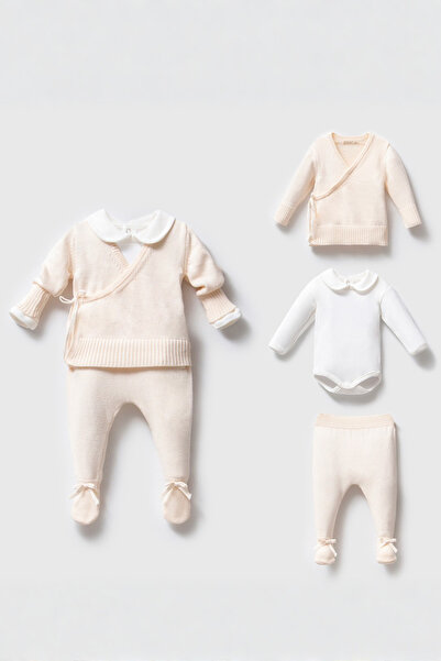 Nipperland Çiçek Yakalı 3'lü Triko Bebek Set