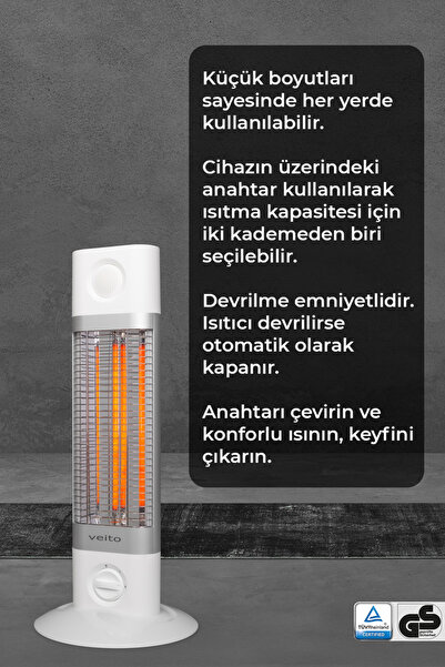 Veito Nano Sarınımlı Karbon Infrared Isıtıcı Ch1200 Lt Beyaz