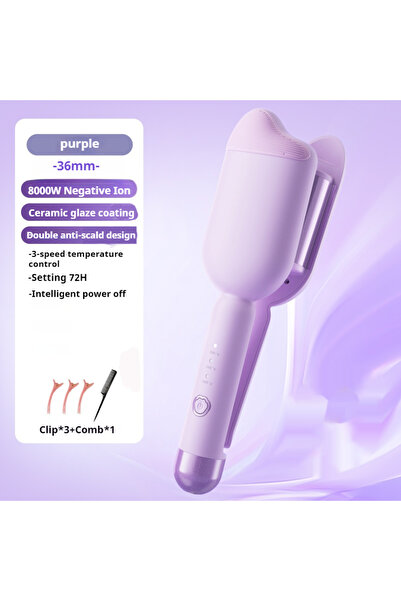 Choice مكواة تجعيد الشعر الكهربائية 36 مم مع سلك AU بنفسجي ومكواة تجعيد الشعر...