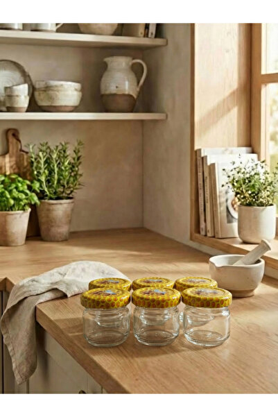 leelaHOME Set of 6 Glass Jars with Lids 33 ml - Honeycomb